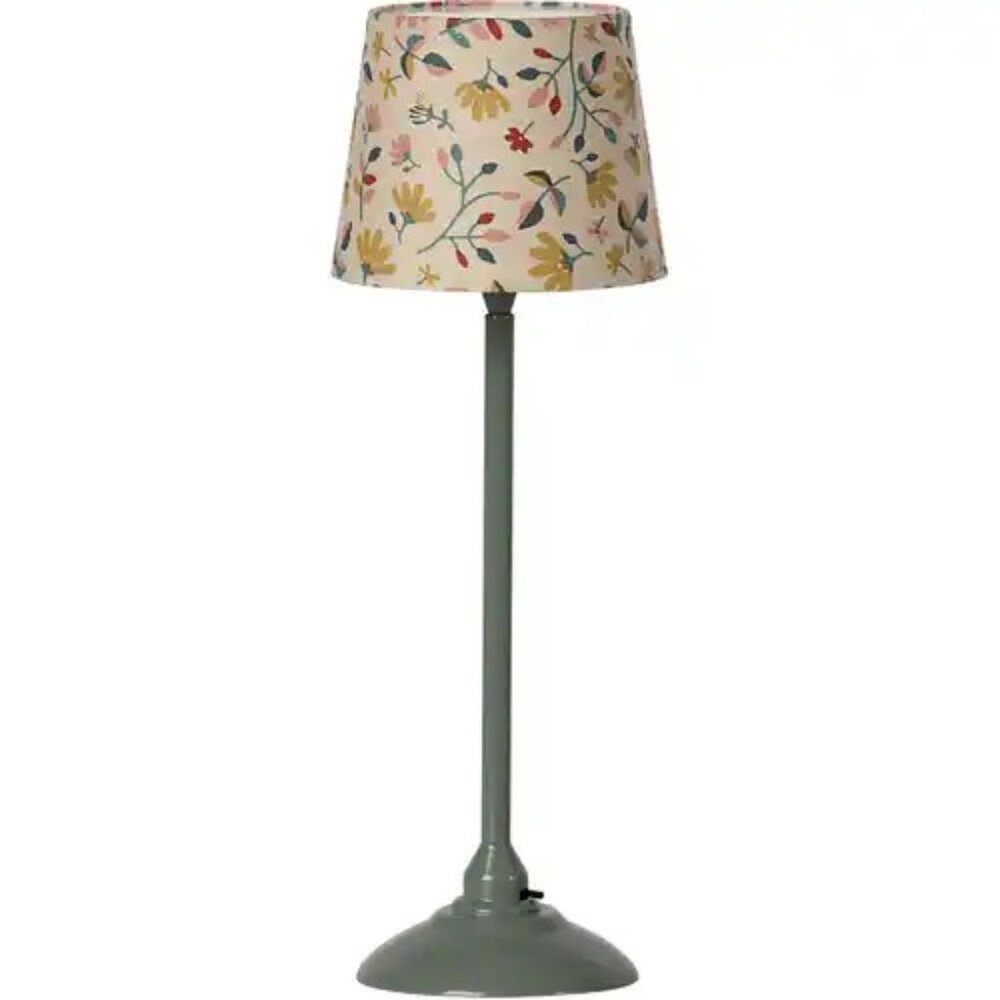 Maileg Miniature Floor Lamp NRFB dollhouse furniture dark MINT base floral shade